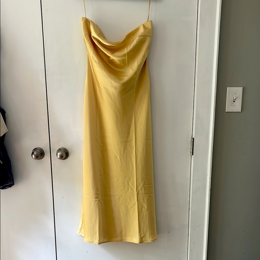 NWT Strapless Yellow Satin Slip Dress